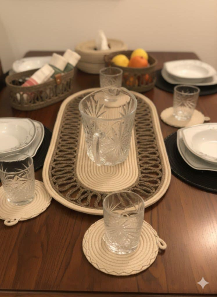 c74d1169-8872-4dea-83f6-f0a620cdffce Chemin du table Beige et marron – Image 1