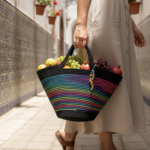 Sac cabas tressé multicolore 25cm