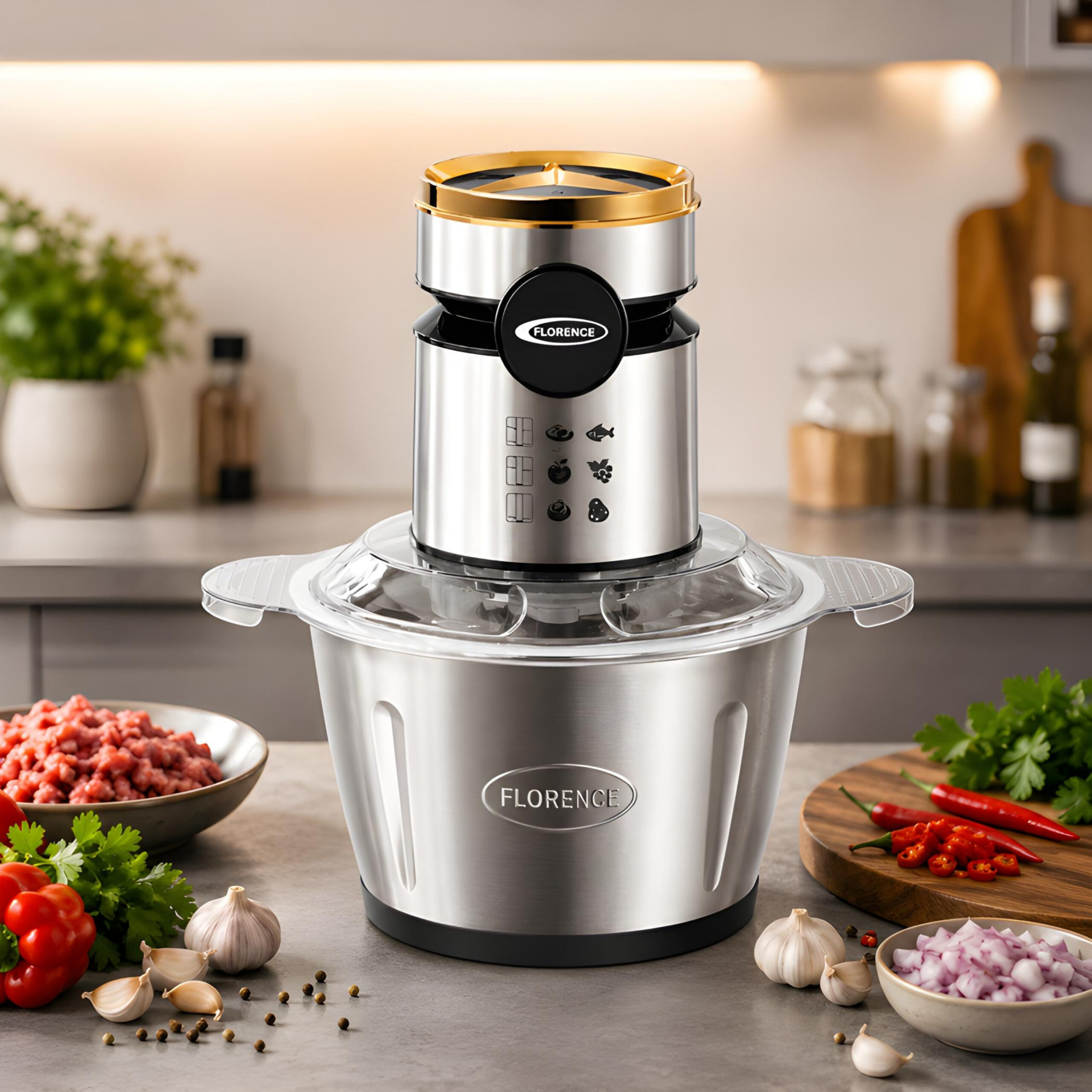 Hachoir_électrique_Florence_3L_1200W_KXj41L6 Hachoir Électrique Multifonction Florence 3L – 1200W Inox – Image 1